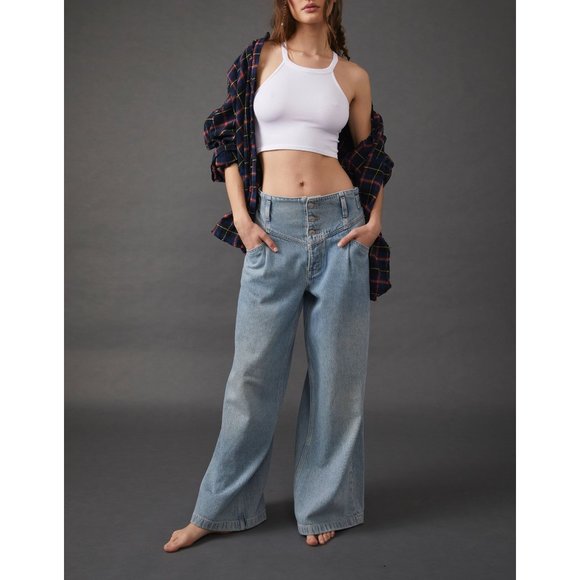 Free People Denim - NWT Free People Care FP Super Sweeper Wide Leg Jeans / Washed Out Blue